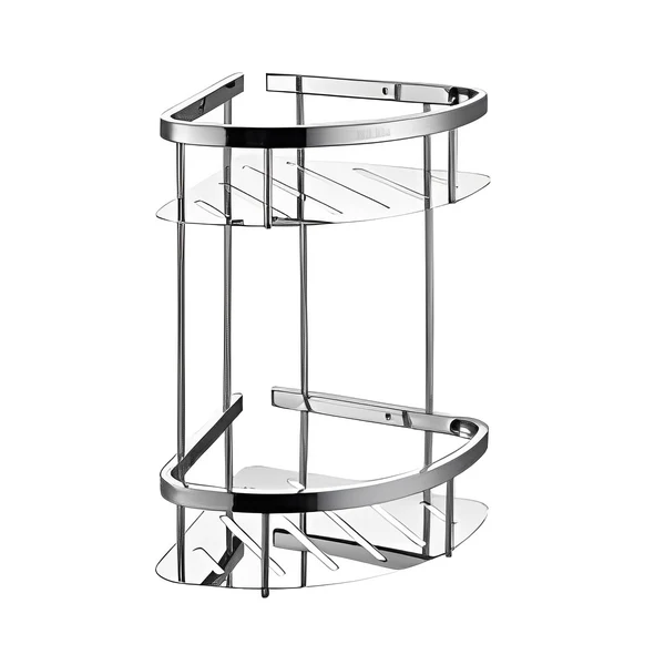 2 Tier Polished Chrome Wall Mount Bathroom Corner Shelf DLS-PM 2 Tier Polished Chrome Wall Mount Bathroom Corner Shelf DLS-PM