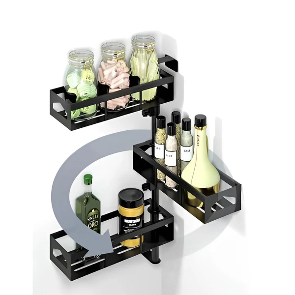 3 Tier Matte Black Wall Mount Rotatable Bathroom Shelf BA05BL 3 Tier Matte Black Wall Mount Rotatable Bathroom Shelf BA05BL