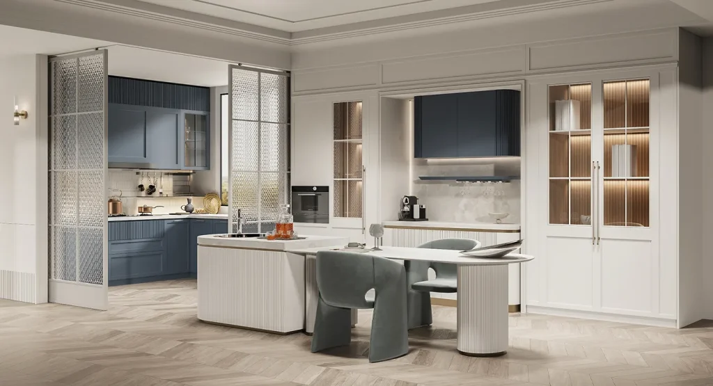 Filoli Series Modern Vavy Blue and Beige Shaker Kitchen – PLCC25001 Filoli Series Modern Vavy Blue and Beige Shaker Kitchen – PLCC25001