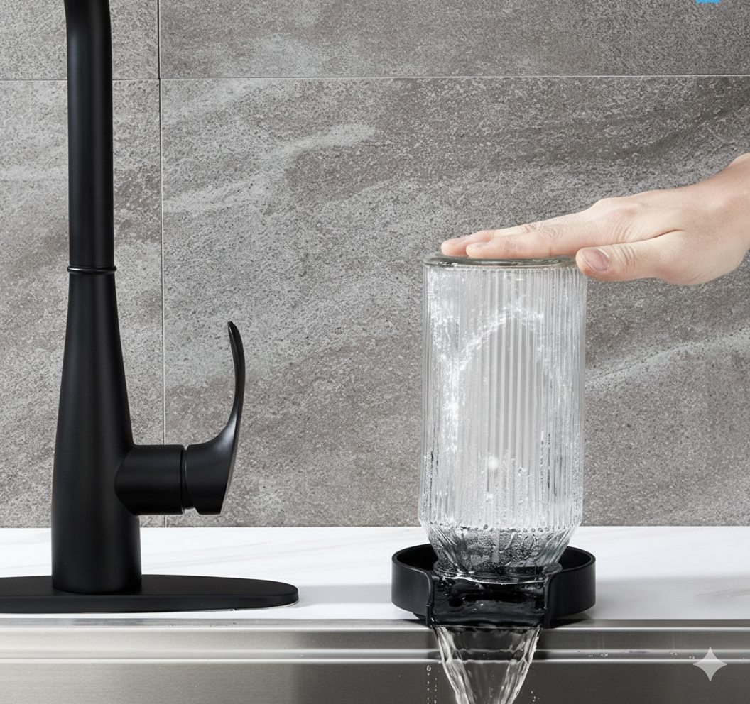 Metal Glass Rinser Matte Black Finish