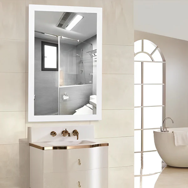 Rectangular Bathroom Mirror with White Frame Rectangular Bathroom Mirror with White Frame