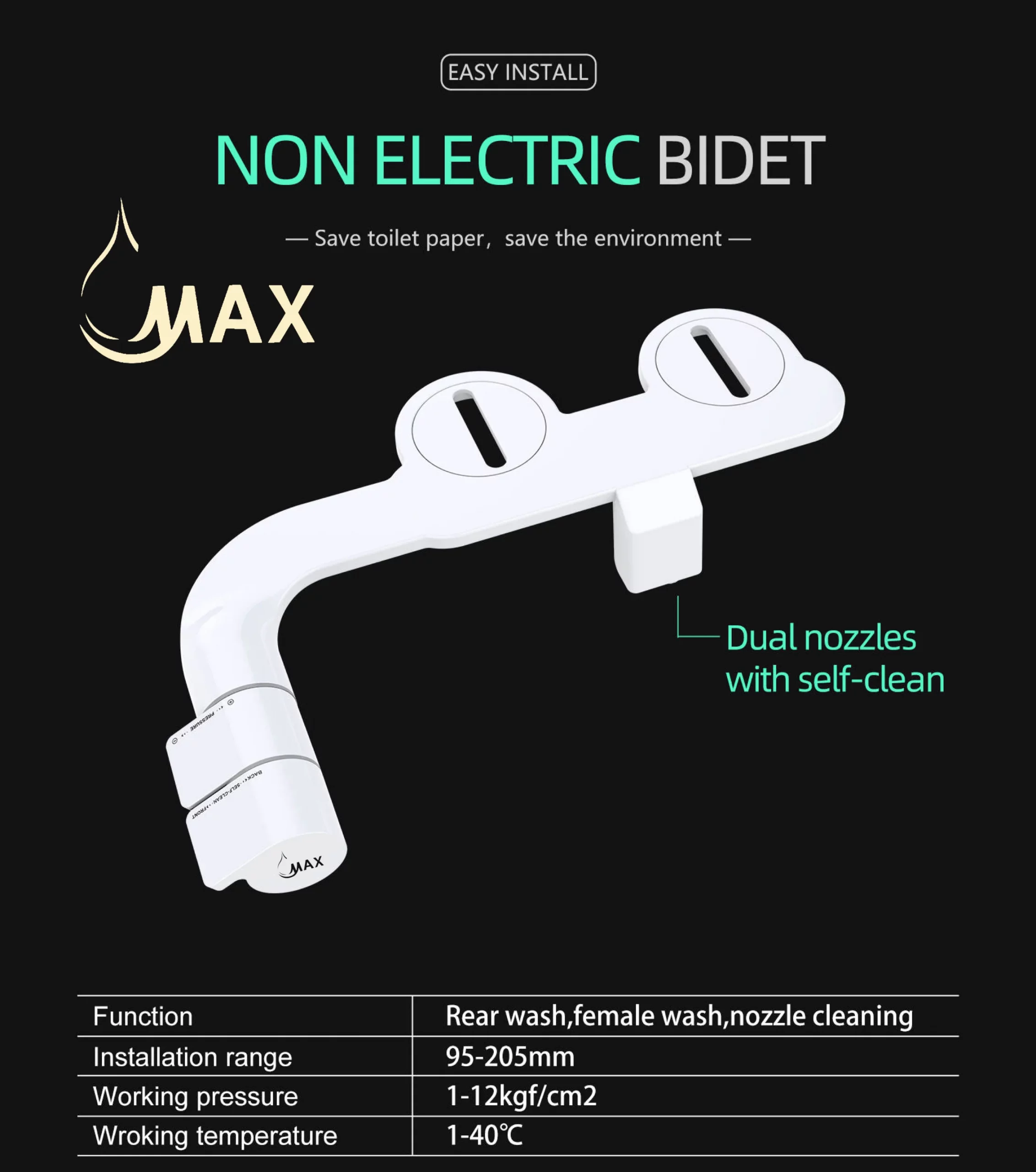 Toilet Bidet Dual Nozzle-SKU MB-B1200-C