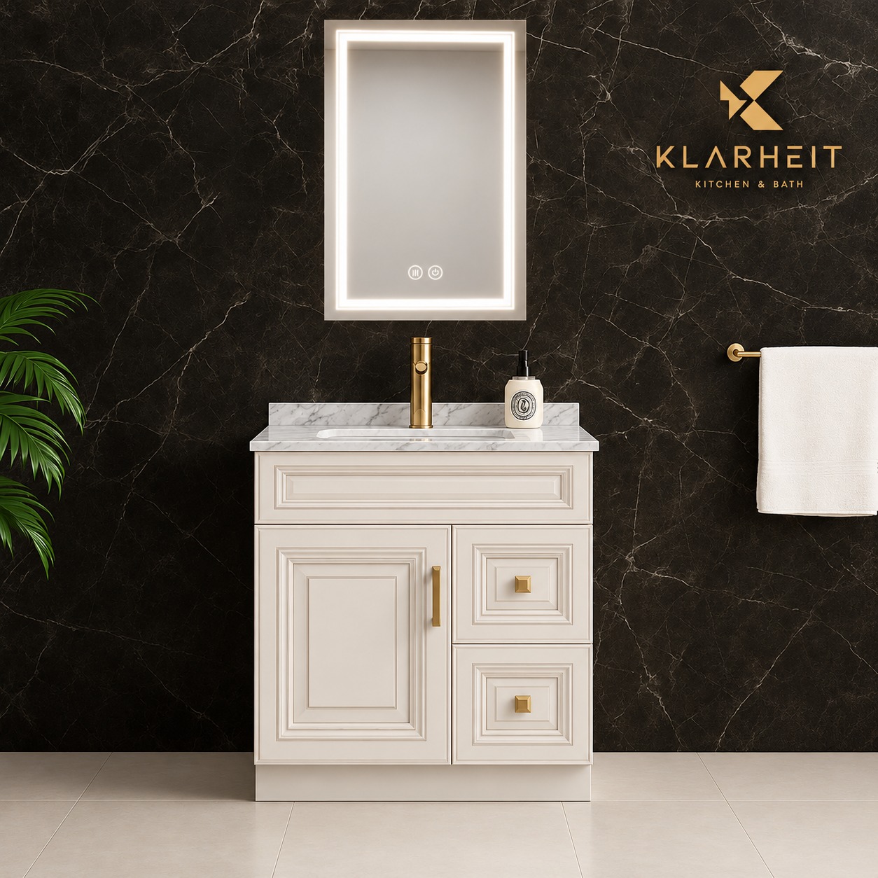 30" Ivory White Classic Solid Wood Vanity with Quartz Top & Sink