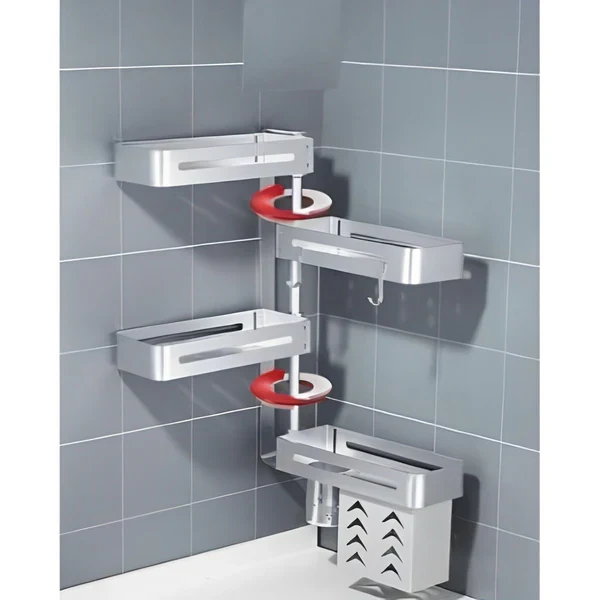 4 Tier Polished Chrome Wall Mount Rotatable Bathroom Shelf BA05PC